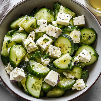 Cucumber Feta Salad with Lemon Greek Vinaigrette