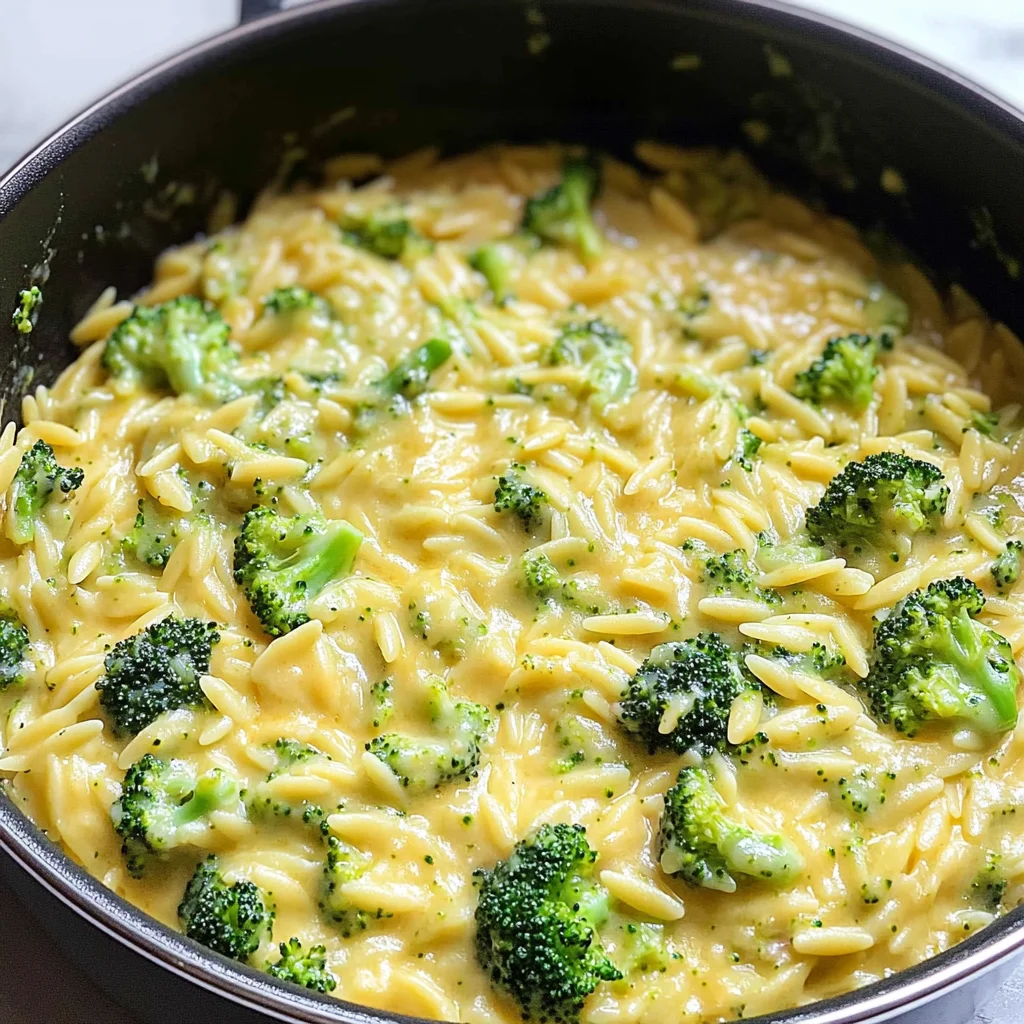 Creamy One-Pot Broccoli Cheddar Orzo