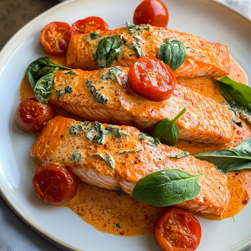 Creamy Roasted Red Pepper Salmon Recipe - Delicious & Easy