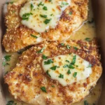 Crispy Parmesan Chicken with a Rich Garlic Sauce - Easy Dinner Idea