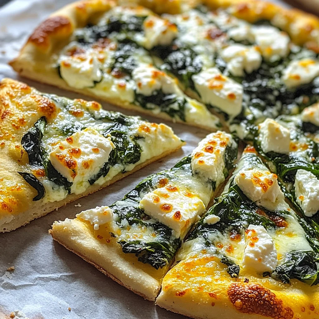 Greek Roasted Garlic Spinach White Pizza