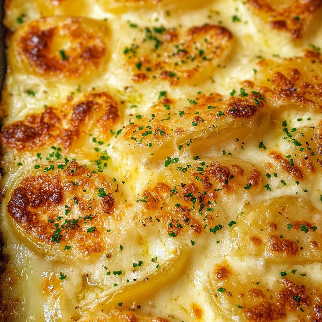 Roasted Garlic Potatoes au Gratin