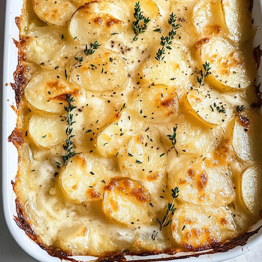 Scalloped Potatoes with Caramelized Onions and Gruyere