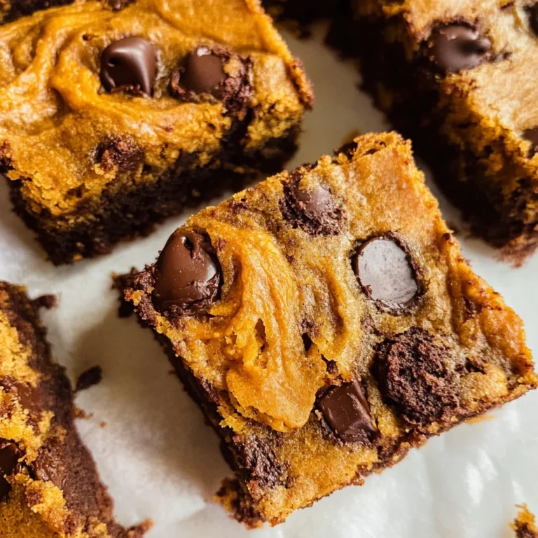 Fudgy Pumpkin Chocolate Chip Bars (Pumpkin Blondies)