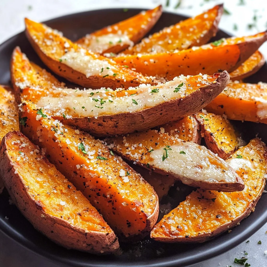 Garlic Parmesan Sweet Potato Wedges