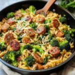 One-Pan Chicken Sausage Broccoli Orzo