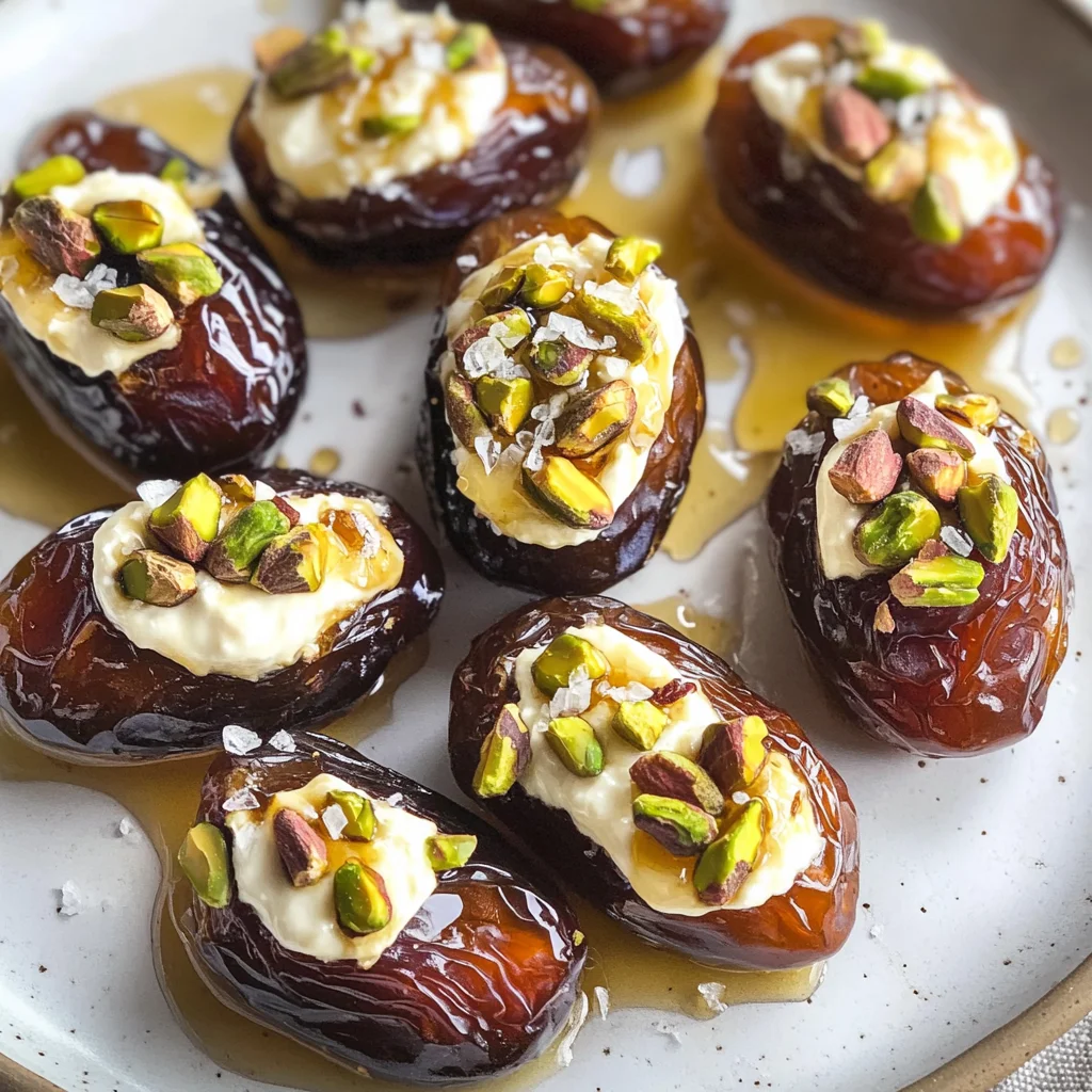 Stuffed Dates with Cream Cheese, Pistachios, and Honey